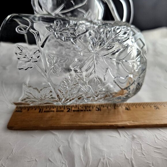 2 Cristal D'Arques Mallory Crystal Mug 4" grape leaves raised relief 10oz emboss - Picture 8 of 10